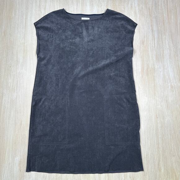 Aritzia Wilfred Free Nori Vegan Faux Suede Boxy Pockets Lagenlook Shift Dress S - Picture 1 of 14